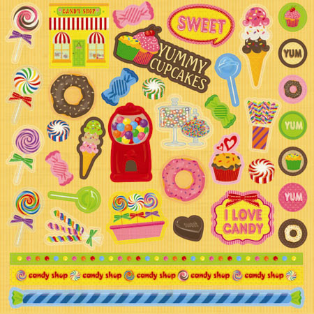 Best Creation Candy Shop Glitter Element Stickers