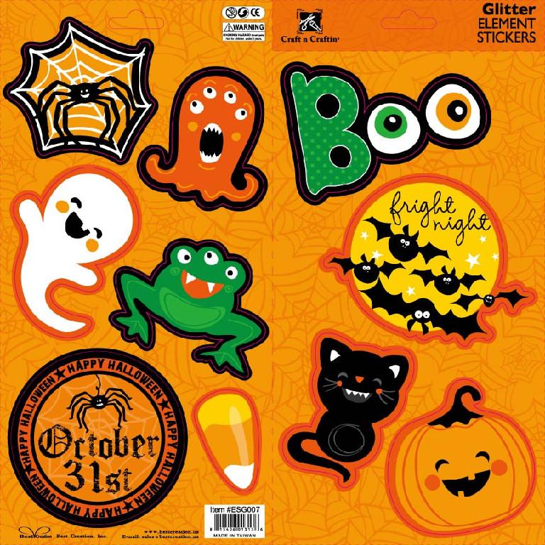 Best Creation Trick or Treat Glittered Element Stickers