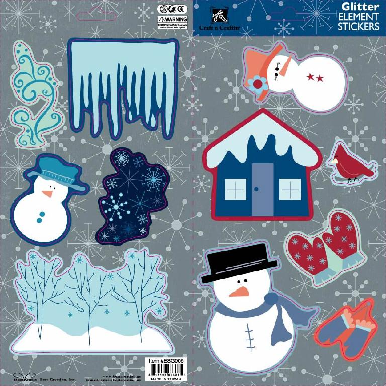 Best Creation Winter Wonderful Glittered Element Sticker