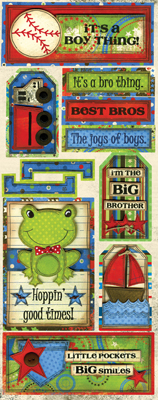 Bo Bunny Block Party It's A Boy Thing Cardstock Sticker