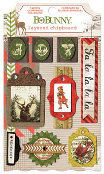 Bo Bunny Christmas Collage Layered Chipboard