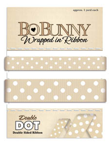 Bo Bunny Double Dot Carded Ribbon Almond