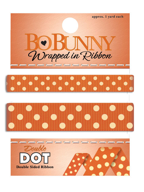 Bo Bunny Double Dot Carded Ribbon Burnt Orange