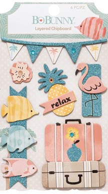Bo Bunny Escape To Paradise Layered Chipboard