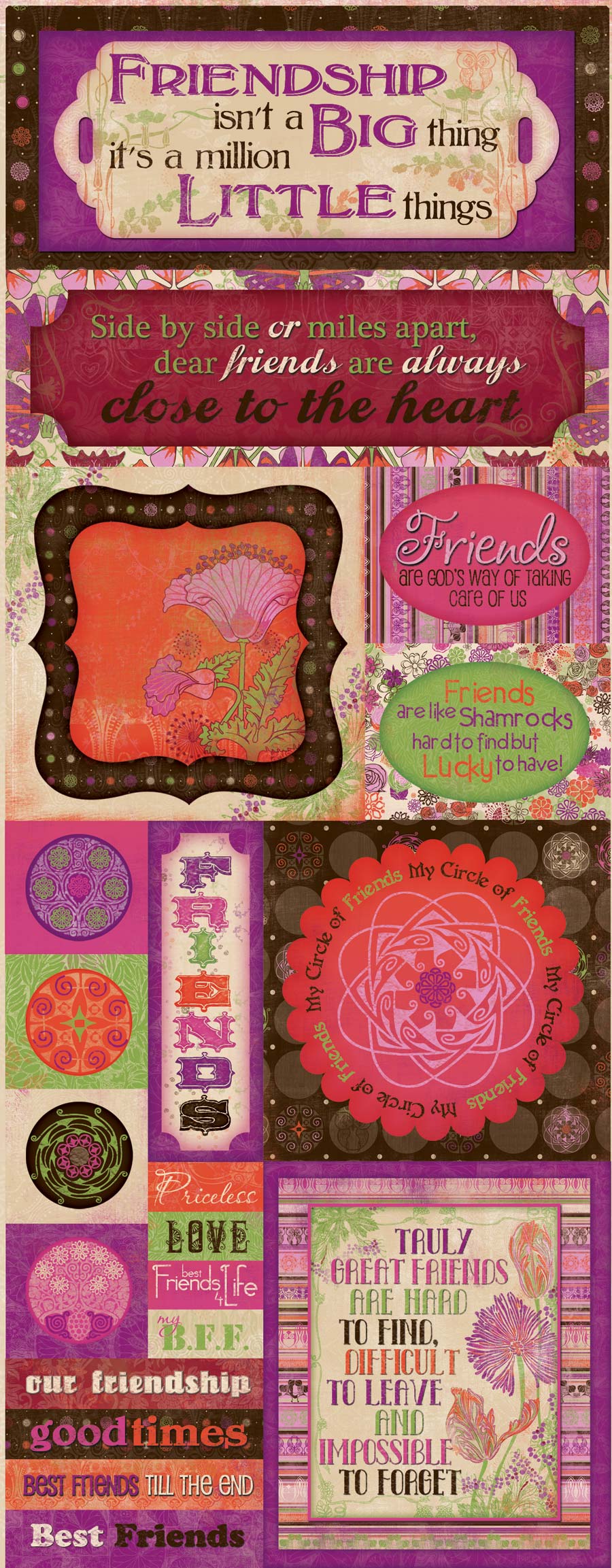 Bo Bunny Garden Girl Friendship Cardstock Sticker
