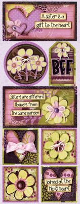 Bo Bunny Jazmyne Pretty Sisters Cardstock Sticker