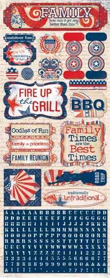 Bo Bunny Liberty Family Time Cardstock Sticker