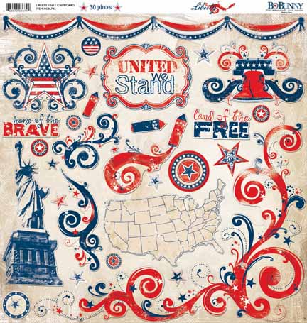 Bo Bunny Liberty 12x12 Chipboard