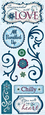 Bo Bunny Midnight Frost Bundled Up Cardstock Sticker