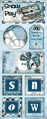 Bo Bunny Midnight Frost Snow Play Cardstock Sticker