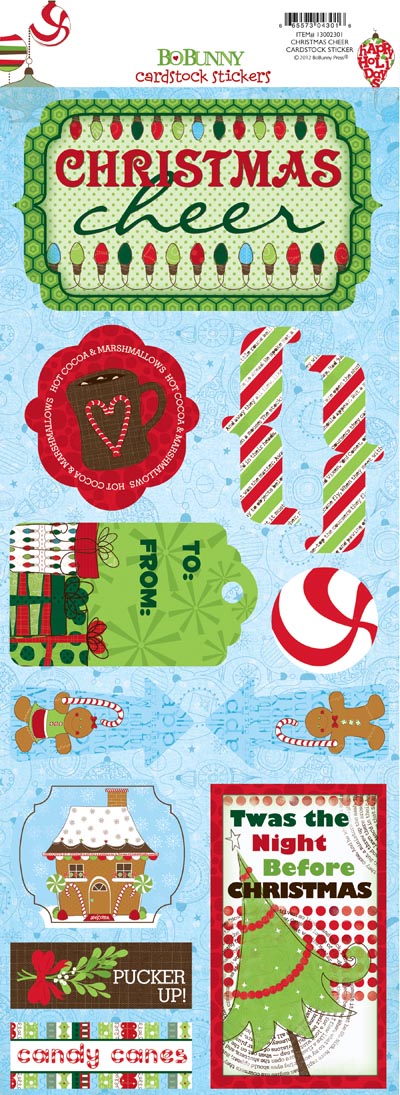 Bo Bunny Mistletoe Christmas Cheer Cardstock Sticker
