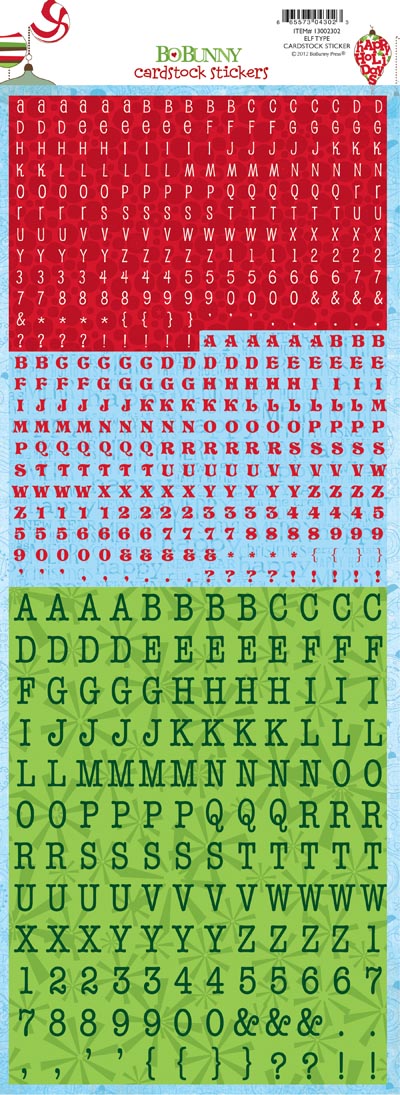 Bo Bunny Mistletoe Elf Type Cardstock Sticker