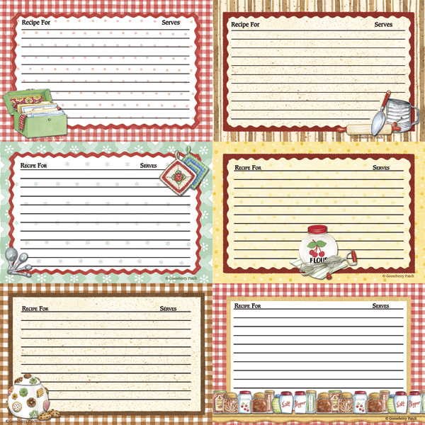 Cookbookin Cookin Up Memories Recipe Card Sheet