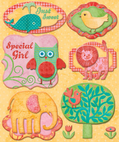 Creative Imaginations Boho Baby Girl Layered Cardstock Sticker