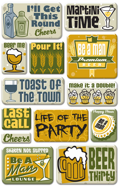 Creative Imaginations Be A Man Happy Hour Epoxy Sticker
