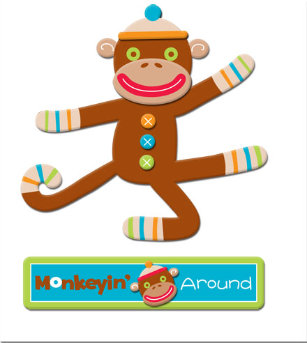 Creative Imaginations Monkey Business Glittered Layered Chipboard