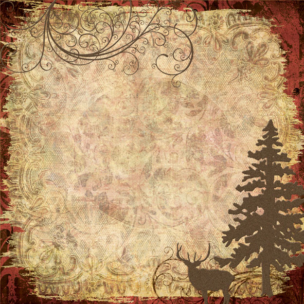 CI Winter Woodland Reindeer Flocked paper