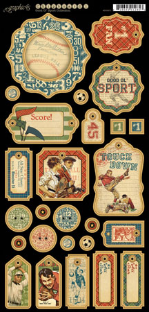 Graphic 45 Good Ol' Sport Chipboard Tags 1