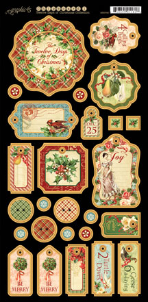 Graphic 45 The Twelve Days Of Christmas Chipboard Tags 1