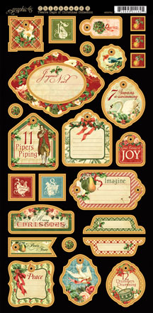 Graphic 45 The Twelve Days Of Christmas Chipboard Tags 2