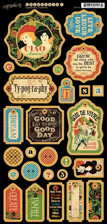 Graphic 45 Typography Chipboard Die-Cuts