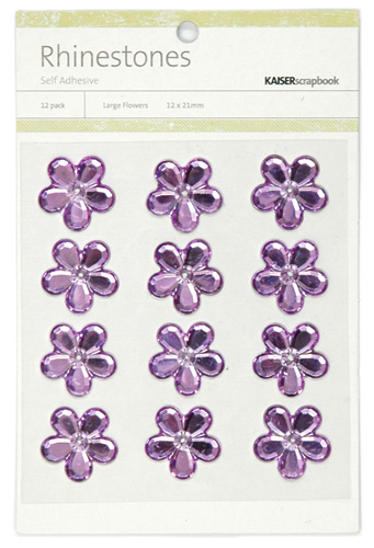 Kaiser Scrapbook Rhinestone Flowers Lg Lilac