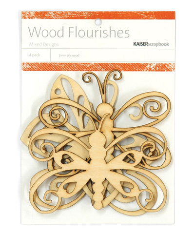 Kaiser Scrapbook Wood Flourishes Butterflies