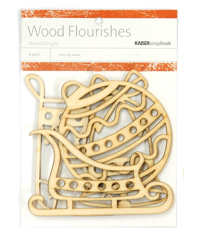 Kaiser Scrapbook Wood Flourishes Christmas Mix