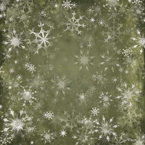 Karen Foster Christmas Green Snowflakes scrapbook paper