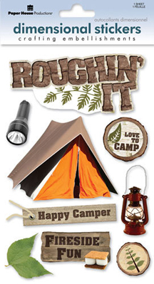 Paper House Camping Roughin It 3D Sticker