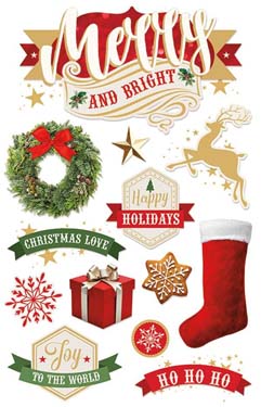 Paper House Productions Christmas Joy Merry & Bright 3D Sticker