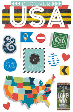 Paper House Productions Discover USA 3D Sticker