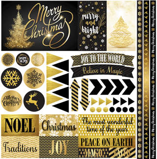 Reminisce Elegant Christmas 12x12 Element Sticker