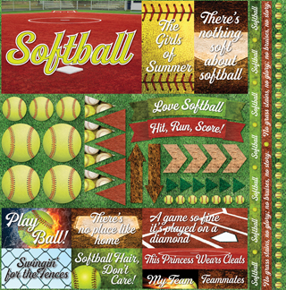 Reminisce The Softball Collection 2 12x12 Elements Sticker