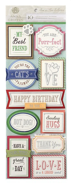 Anna Griffin Best In Show 3D Titiles Stickers