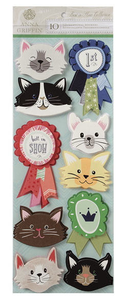 Anna Griffin Best In Show Cat Art 3D Stickers