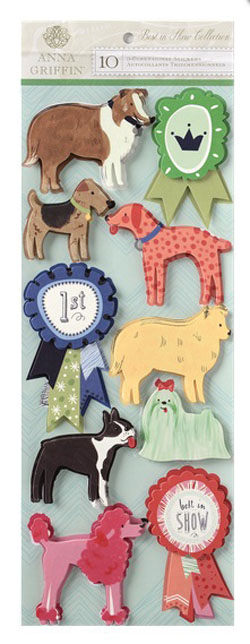 Anna Griffin Best In Show Dog Art 3D Stickers