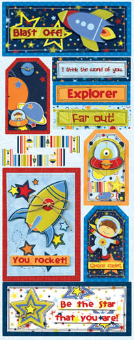 Bo Bunny Blast Off Far Out Cardstock Sticker