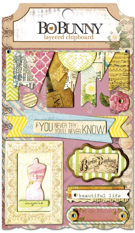 Bo Bunny C'est la Vie Layered Chipboard