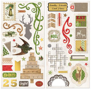 Bo Bunny Christmas Collage Chipboard