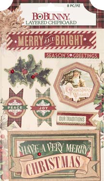 Bo Bunny Christmas Treasures Layered Chipboard