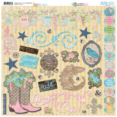 Bo Bunny Prairie Chic 12x12 Chipboard