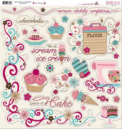 Bo Bunny Sweet Tooth 12x12 Chipboard