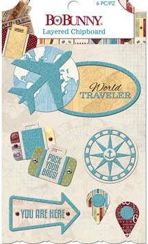 Bo Bunny World Traveler Layered Chipboard