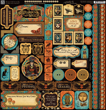 Graphic 45 Steampunk Spells 12x12 Stickers