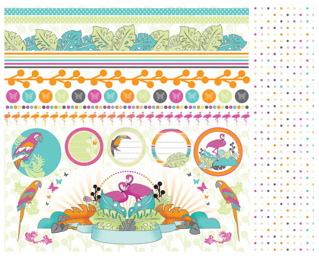 KaiserCraft Pina Colada Palm Beach scrapbook paper