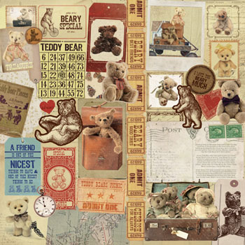 Scrapbooking ~ Kartenaufleger ~ Sticker ~ 1 x TEDDY MIT BLAUEM WINTERPULLI #388 
